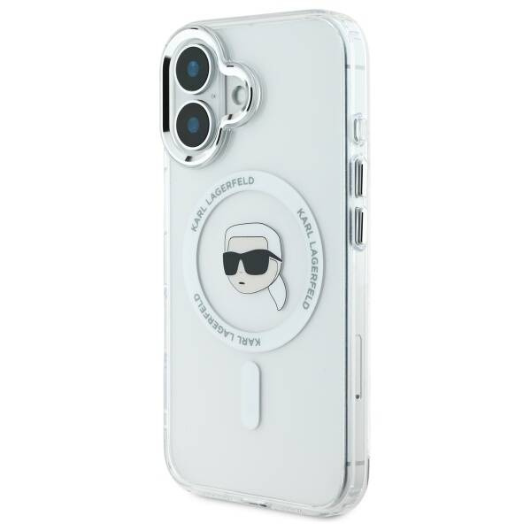 Etui Karl Lagerfeld iPhone 16 Plus 6.7" biały/white hardcase IML Metal Karl Head MagSafe