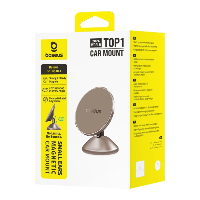 Uchwyt magnetyczny Baseus GoTrip DC1 kompatybilny z MagSafe na szybę/deskę rozdzielczą - złoty