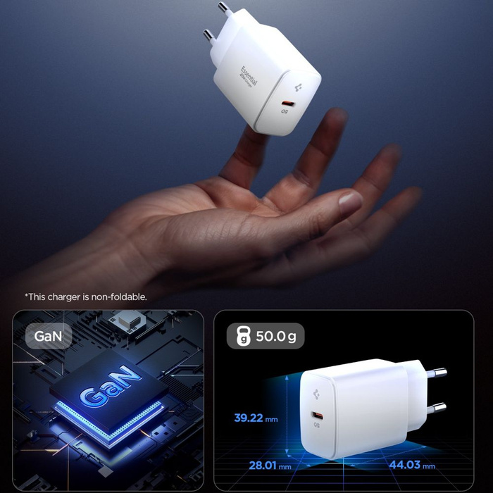 ŁADOWARKA SPIGEN ESSENTIAL EE201EU 1-PORT NETWORK CHARGER 20W BIAŁA