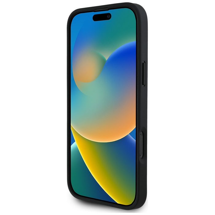 Etui Guess Grained Printed Flower         Pattern MagSafe do iPhone 16 Pro Max czarny