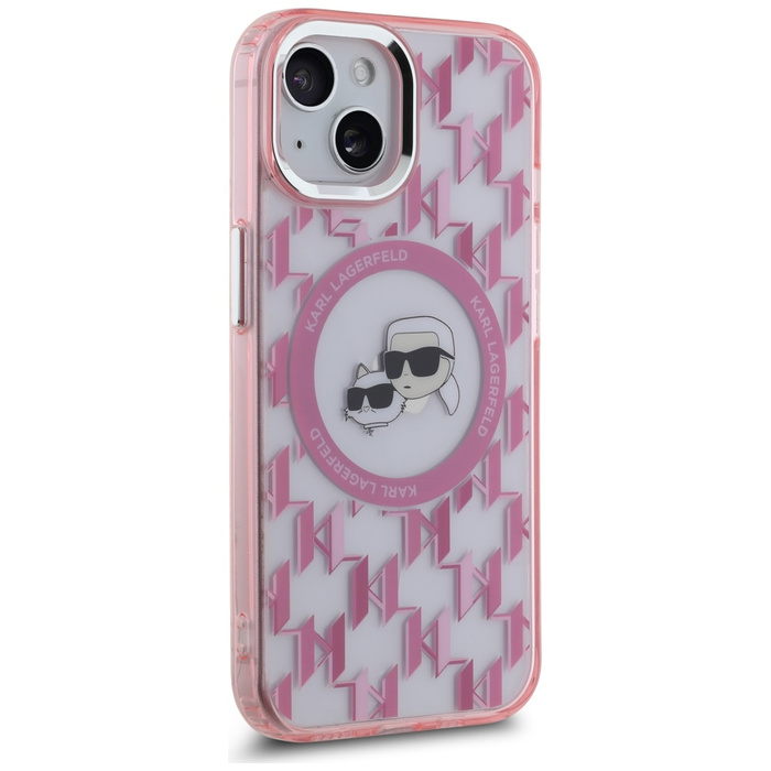 Karl Lagerfeld KLHMP15MHMCKMHP iPhone 15 Plus 6.7" różowy/pink IML Monogram Karl&Choupette Head MagSafe