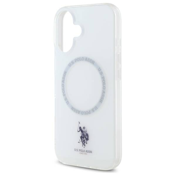 Etui US Polo iPhone 16 6.1" biały/white IML Ring MagSafe