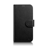 iCarer Wallet Case 2in1 etui iPhone 14 skórzany pokrowiec z klapką Anti-RFID czarny (WMI14220725-BK)