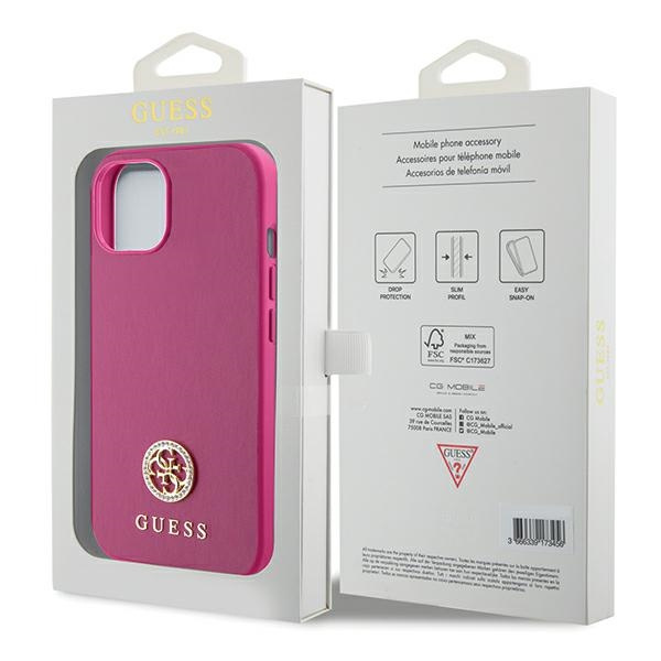 Etui Guess GUHCP15SPS4DGPP iPhone 15 6.1" różowy/pink hardcase Strass Metal Logo
