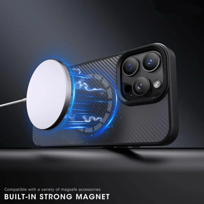 Etui Wozinsky Carbon Fibre Case z MagSafe na Samsung Galaxy S25+ - szare