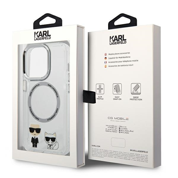 Etui Karl Lagerfeld iPhone 14 Pro 6,1" hardcase przeźroczysty/transparent Karl & Choupette Aluminium Magsafe