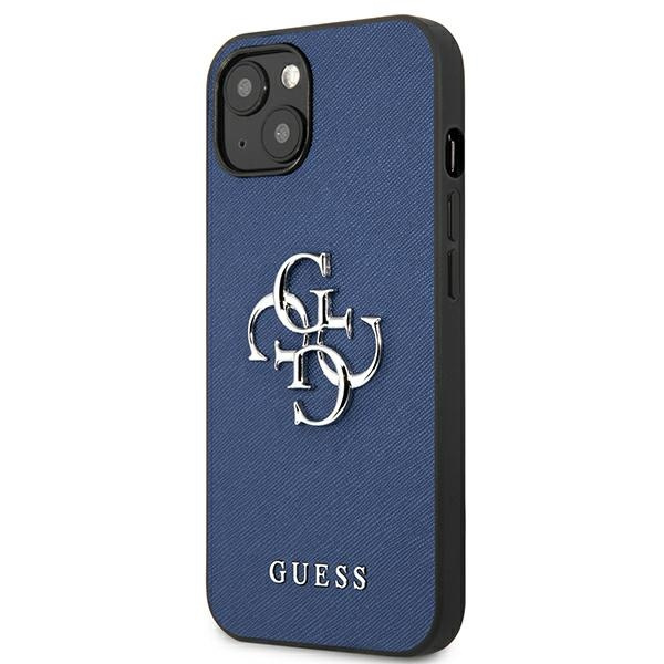 Etui GUESS Apple iPhone 13 Mini Saffiano 4G Metal Logo Niebieski Hardcase