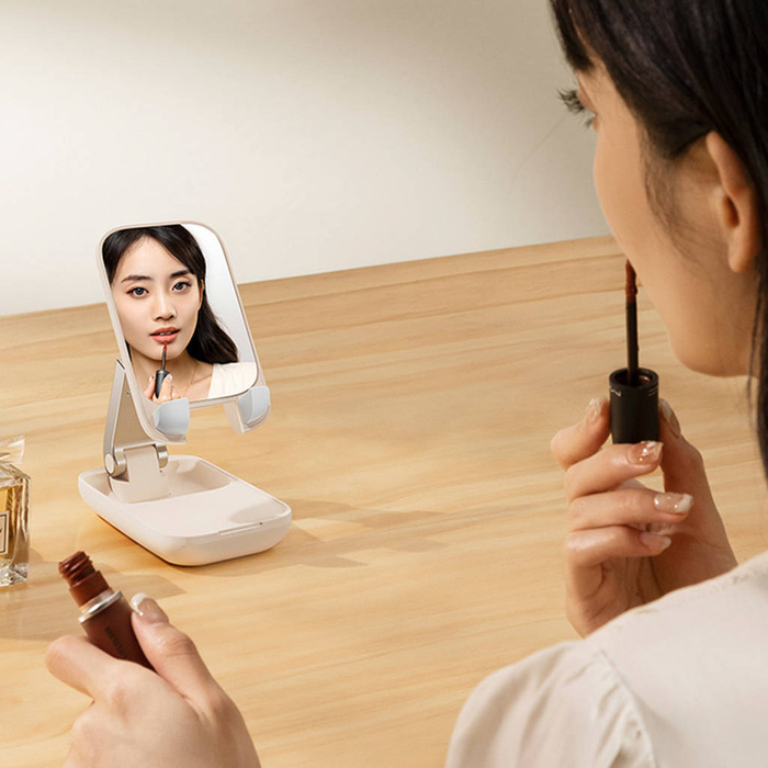 Regulowany stojak na telefon z lusterkiem Baseus Seashell Series - fioletowy