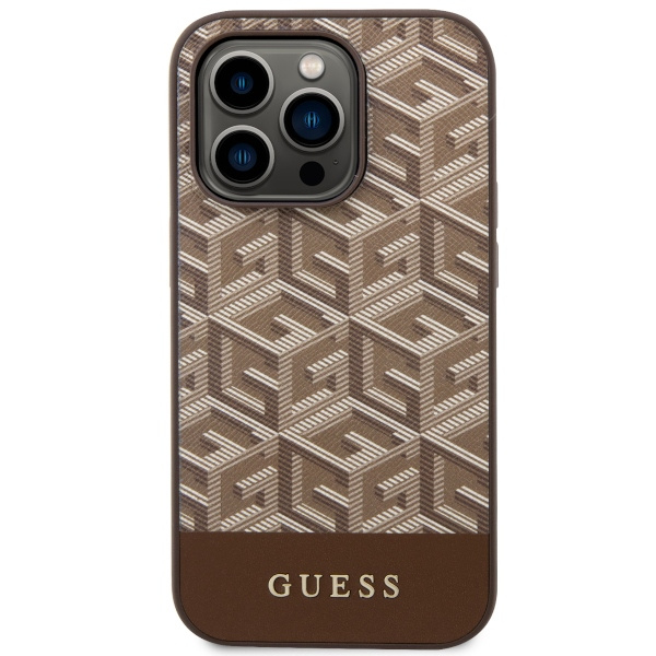 Etui Guess GUHMP14XHGCFSEW iPhone 14 Pro Max 6.7" brązowy/brown hard case GCube Stripes MagSafe Case