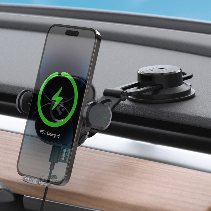 Uchwyt Spigen Uts35w Onetap Universal Windshield & Dashboard Car Mount Wireless Charger Black