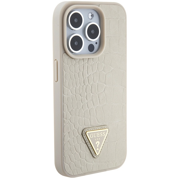 Etui Guess GUHCP15XPCRTHCD iPhone 15 Pro Max 6.7" złoty/gold hardcase Croco Triangle Metal Logo Case