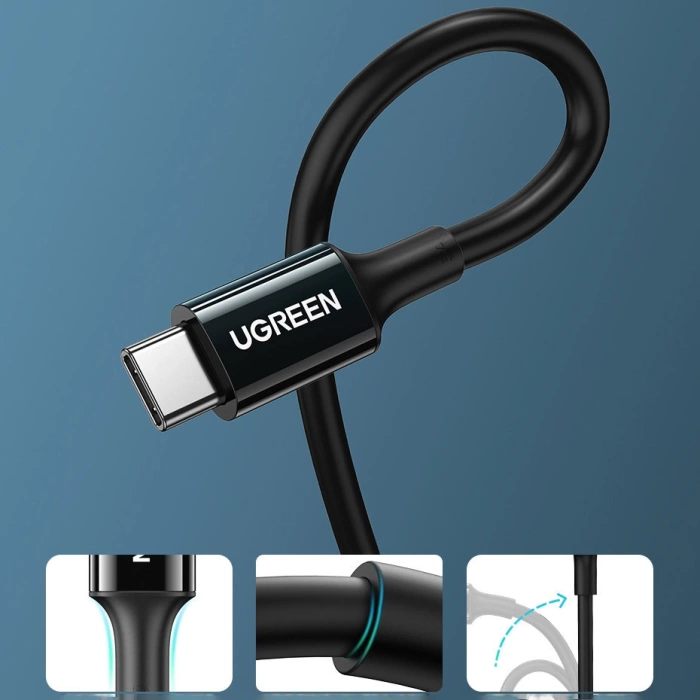 Ugreen kabel przewód USB Typ C (męski) na Typ C (męski) 1 m biały (US300)