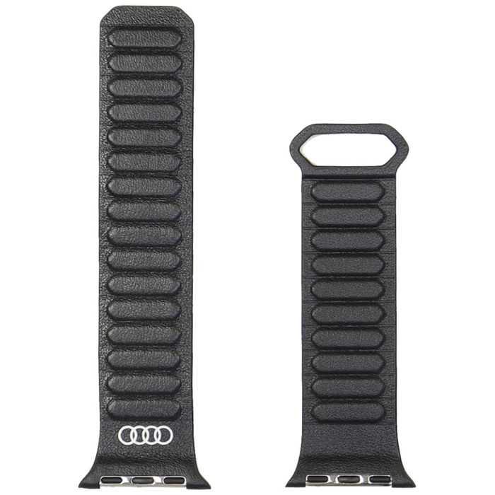 Pasek Audi Logo Genuine Leather Magnetic Ring do Apple Watch 40/41/42mm czarny