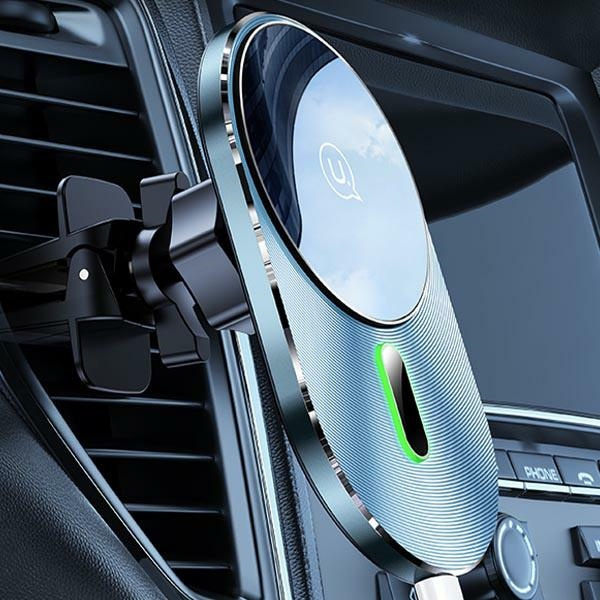 USAMS Uchwyt indukcyjny Magnetic Car Wireless Charging 15W do kratki went. szary/grey CD170DZ01 (US-CD170)
