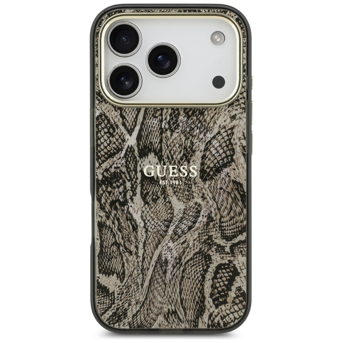 Etui Guess Python Pattern MagSafe do     iPhone 17 Pro Max brązowy