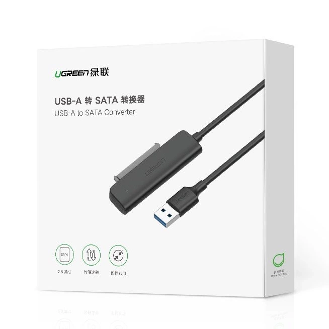 Ugreen adapter przejściówka dysku HDD SSD 2,5'' SATA III 3.0 - USB 3.2 Gen 1 (USB 5 Gbps) czarny (70609 CM321)
