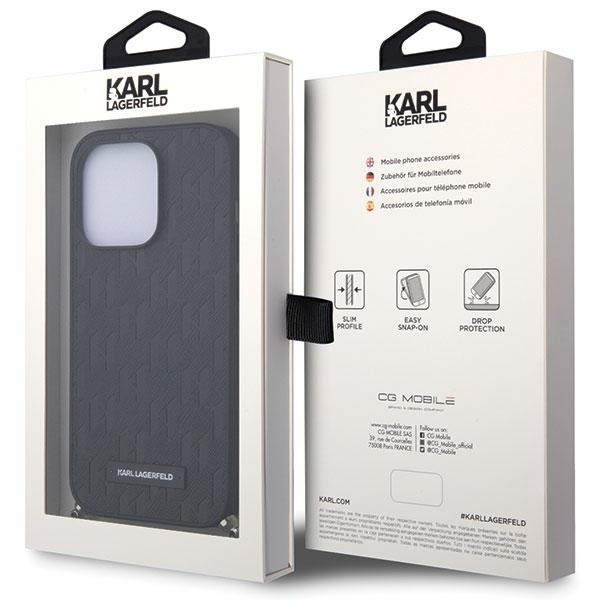 Etui Karl Lagerfeld KLHCP14XSACKLHPK iPhone 14 Pro Max 6.7" czarny/black hardcase Saffiano Monogram Chain Case