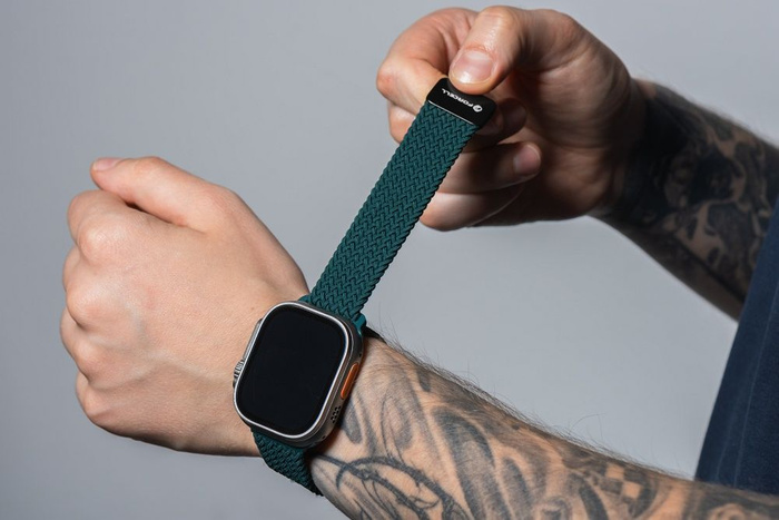 FORCELL F-DESIGN FA02 pasek magnetyczny nylonowy do APPLE Watch 42 / 44 / 45 / 49 mm ciemny zielony