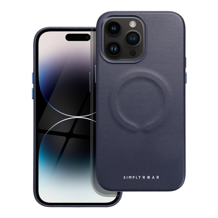 Futerał Roar Leather Mag Case kompatybilny z MagSafe - do iPhone 14 Pro Max Granatowy