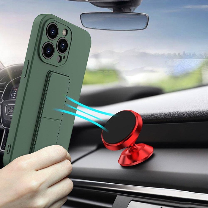 Wozinsky Kickstand Case elastyczne silikonowe etui z podstawką iPhone 13 Pro granatowy