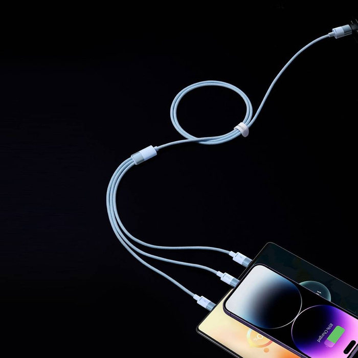 Baseus StarSpeed kabel 3w1 USB-A - Micro-USB / Lightning / USB-C 3.5A 1.2m fioletowy