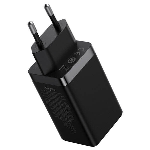 Szybka ładowarka sieciowa GaN 2 x USB C 1 x USB 65W Baseus GaN5 Pro + kabel USB C - USB C 100W - czarna