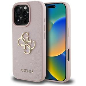 Etui Guess Grained Big 4G Logo Small Classic Logo do iPhone 16 Pro różowy
