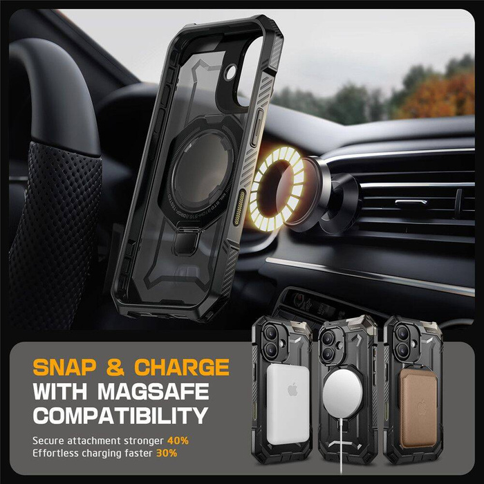 ETUI SUPCASE UB GRIP MAG MAGSAFE IPHONE 16 BLACK