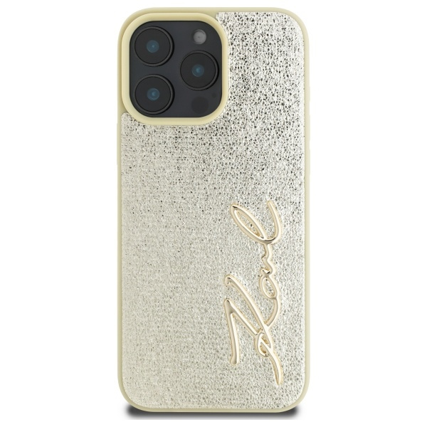 Etui Karl Lagerfeld iPhone 16 Pro Max złoty/gold HC Wrinkled PU Metal Signature