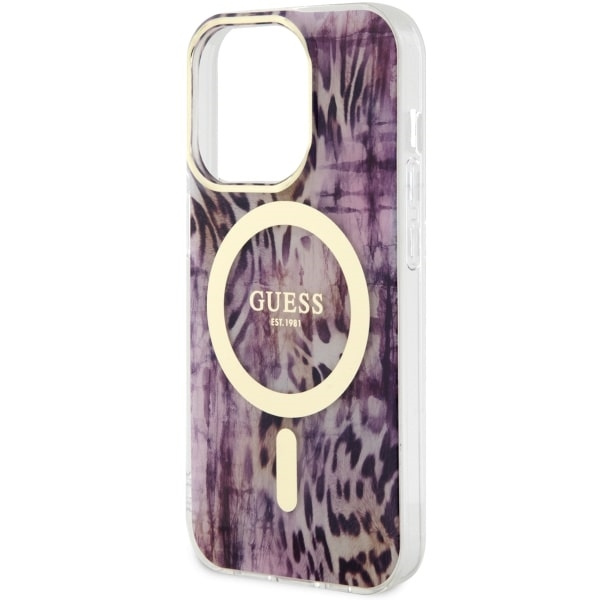 Etui Guess GUHMP14XHLEOPWP iPhone 14 Pro Max 6.7" różowy/pink hardcase Leopard MagSafe Case