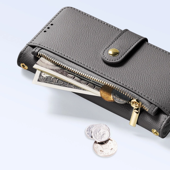 Etui skórzane Dux Ducis Lawa na iPhone 15 Pro - szare