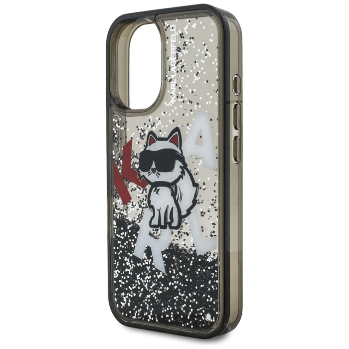 Etui Karl Lagerfeld Liquid Glitter       Choupette Logo do iPhone 16 czarny