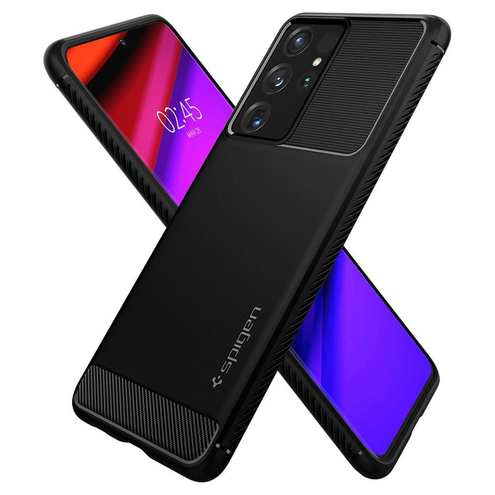 Etui SPIGEN Rugged Armor Galaxy S21 Ultra Matte Black Czarne Case