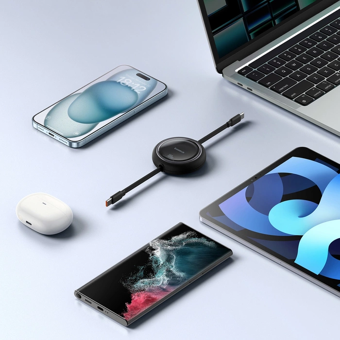 Kabel wysuwany Baseus Free2Draw Mini USB-C - USB-C 100W 1m - czarny