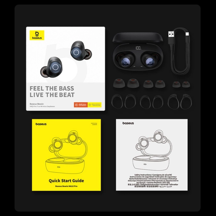 Słuchawki bezprzewodowe BASEUS bluetooth TWS ANC IPX6 MA20 Pro czarne