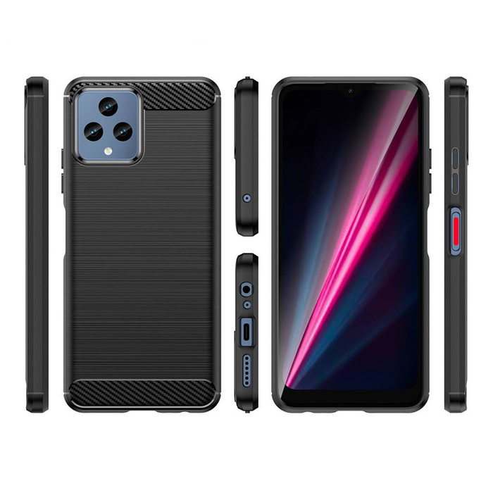 Etui Carbon Case etui do T-Mobile Revvl 6 5G elastyczny silikonowy karbonowy pokrowiec czarne Case