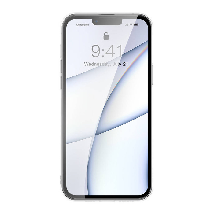Etui Baseus Frosted Glass Case pokrowiec do iPhone 13 Pro Max sztywna obudowa z żelową ramką przezroczysty (ARWS000802)