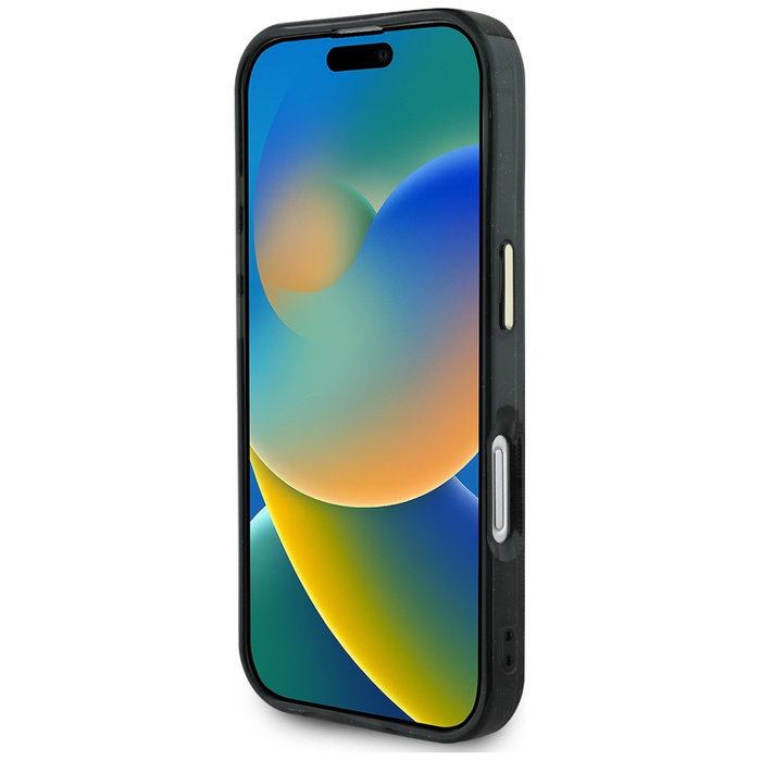 Etui Guess IML Metal Glitter 4G Circle   Triangle MagSafe do iPhone 16 czarny