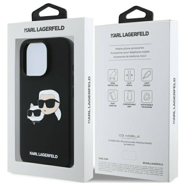 Etui Karl Lagerfeld iPhone 16 Pro czarny/black HC MagSafe Sil Double Heads Print