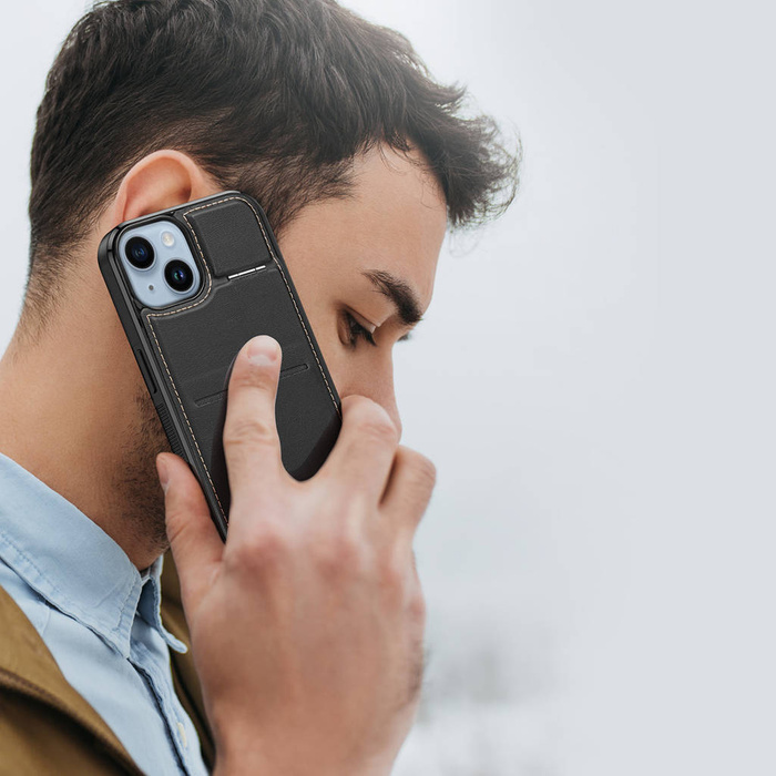 Etui 3 w 1 etui iPhone 14 Plus z MagSafe portfel blokada RFID podstawka Dux Ducis Rafi Mag - czarne Case