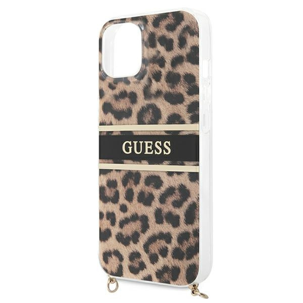 Etui GUESS Apple iPhone 13 Mini Leopard Gold Strap Brązowy Hardcase