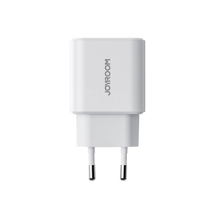Szybka dwuportowa ładowarka sieciowa 20W USB-C / USB-A Joyroom JR-TCF05 - biała + kabel USB-C - Lightning 1m