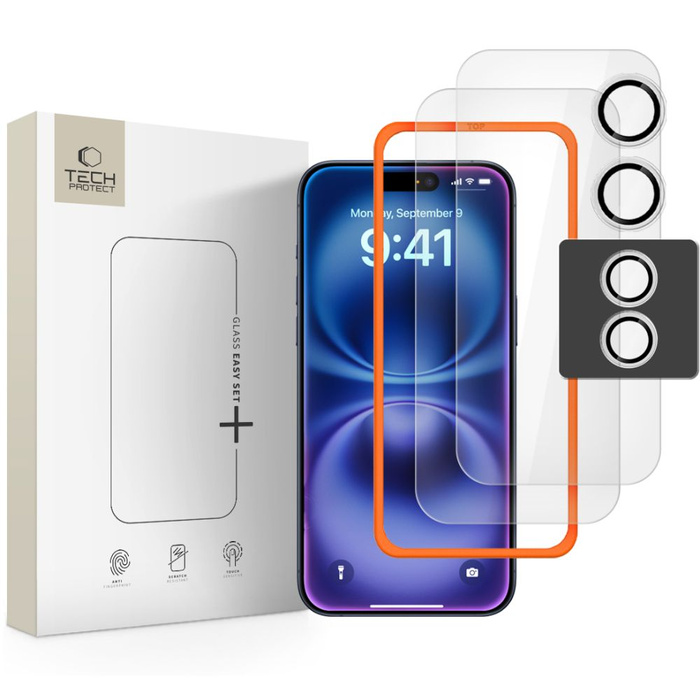 SZKŁO HARTOWANE TECH-PROTECT IPHONE 17 EASY SET+ 3-PACK CLEAR