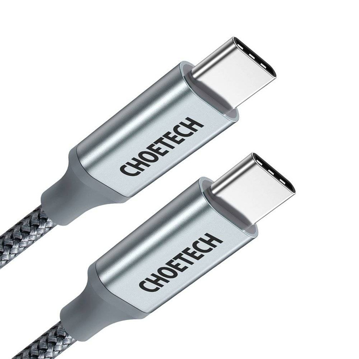 Choetech kabel przewód USB Typ C - USB Typ C 5A 100 W Power Delivery 480 Mbps 1,8 m szary (XCC-1002-GY)