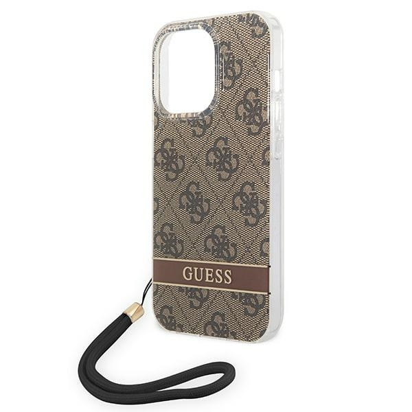 Etui GUESS Apple iPhone 14 Pro Max 4G Print Strap Brązowy Hardcase