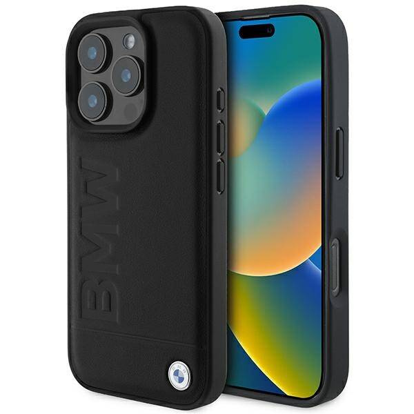 Etui BMW iPhone 16 Pro Max 6.9" czarny/black hardcase Leather Hot Stamp MagSafe