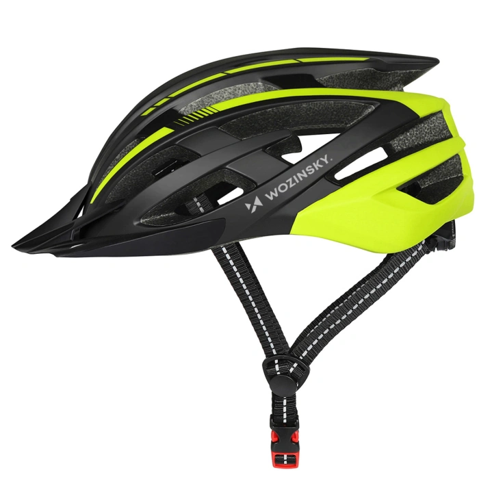 Kask rowerowy MTB Wozinsky z tylną lampką USB M - czarno-żółty
