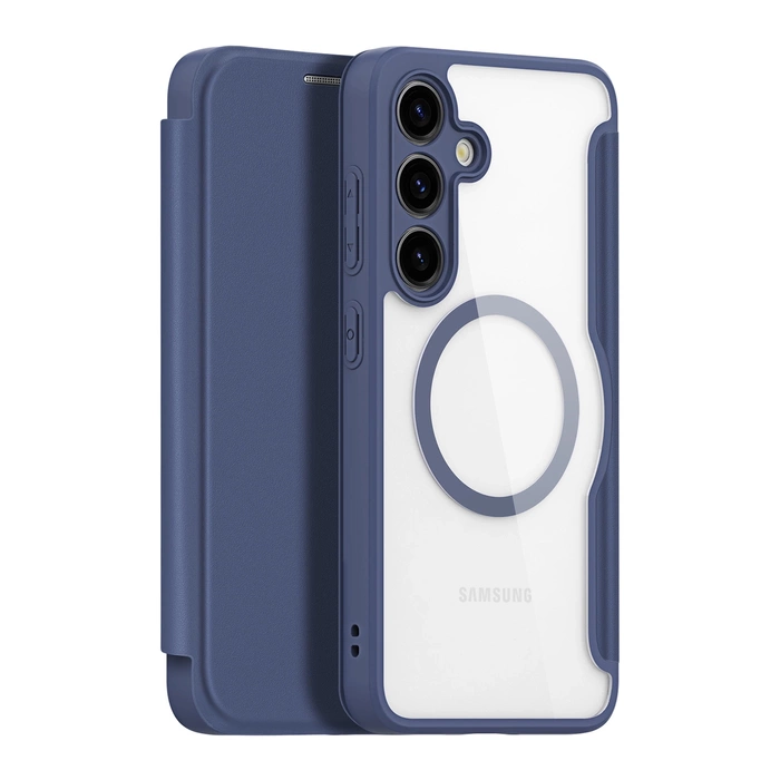 Etui Dux Ducis Skin X Pro do Samsung Galaxy S24 z magnetycznym ringiem i klapką - niebieskie