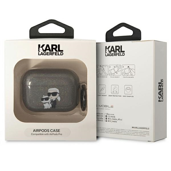 Etui Karl Lagerfeld Airpods Pro cover czarny/black Gliter Karl&Choupette