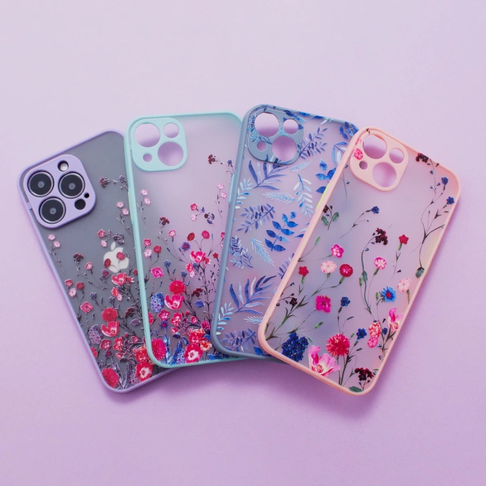 Design Case etui do iPhone 13 Pro pokrowiec w kwiaty fioletowy
